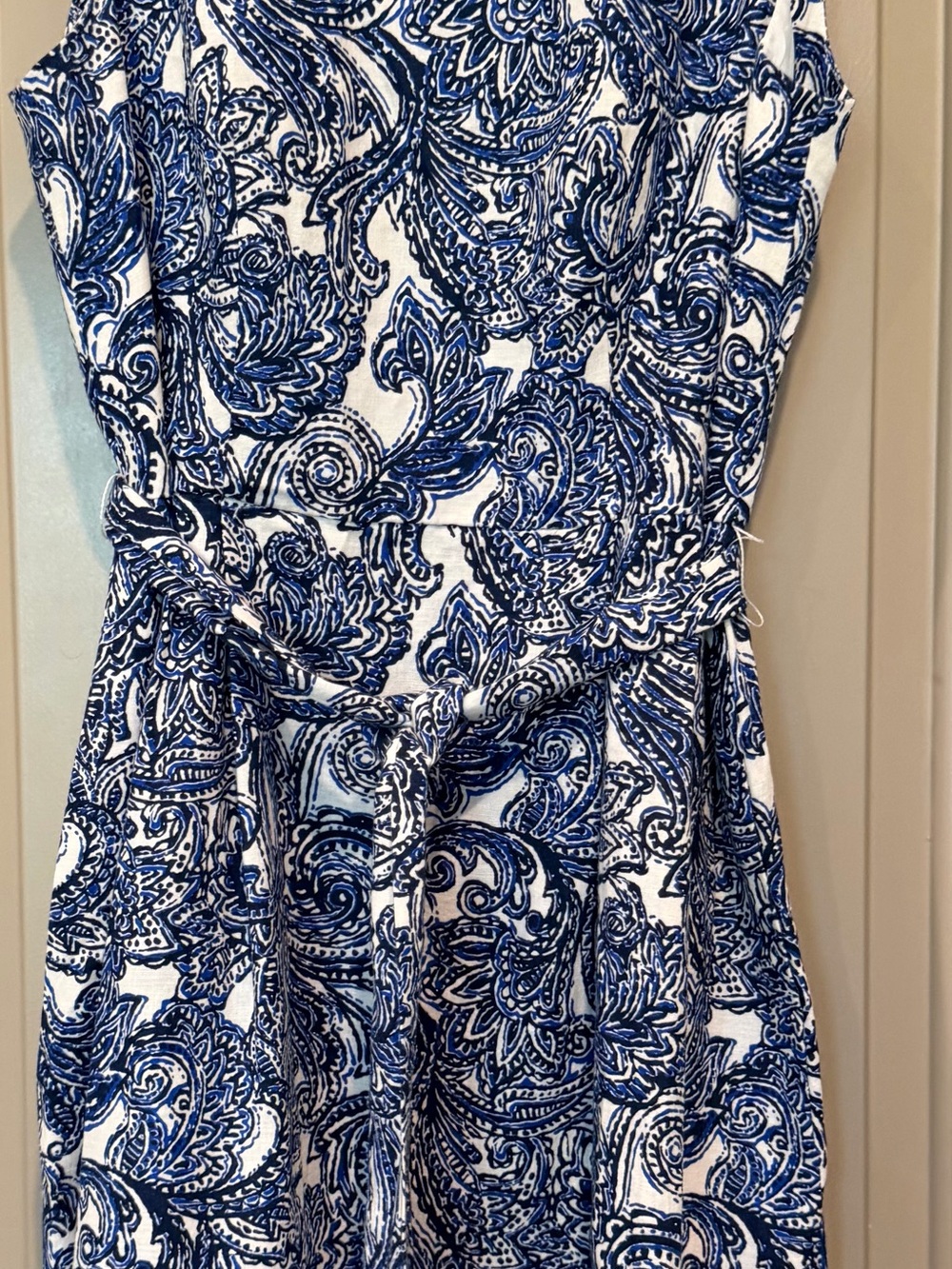 Anne Klein White Dress with Blue Paisley Print
